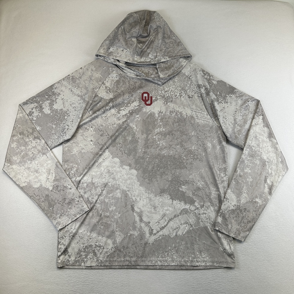 Oklahoma Sooners Shirt Mens 2XL Gray NCAA Football Realtree Fishing Hoodie